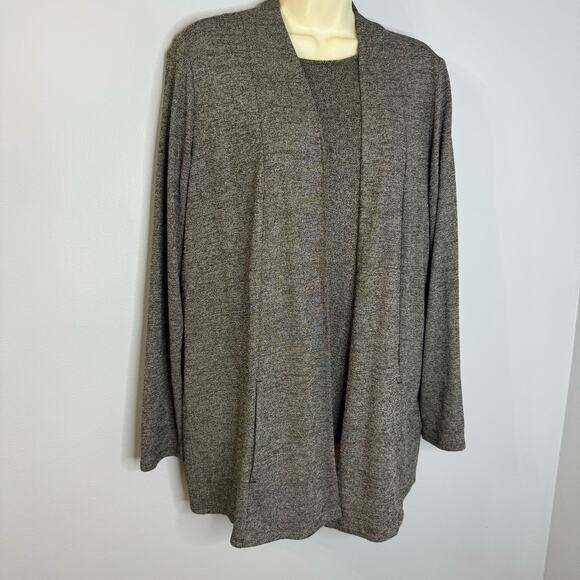 J.Jill Wearever Collection Open Front Cardigan Pockets With Long Sleeve Top Sz M - Picture 1 of 9